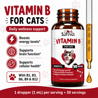 Vitamin B for Cats – B Complex Cat Supplement for Energy, Brain Function & Cellular Health, 30 Servings