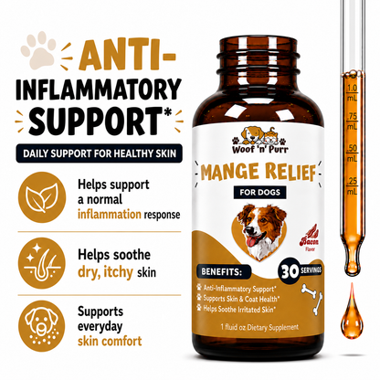 Mange Relief for Dogs – Dog Skin & Coat Support, Anti-Inflammatory Formula, Itch & Irritation Relief, 30 Servings