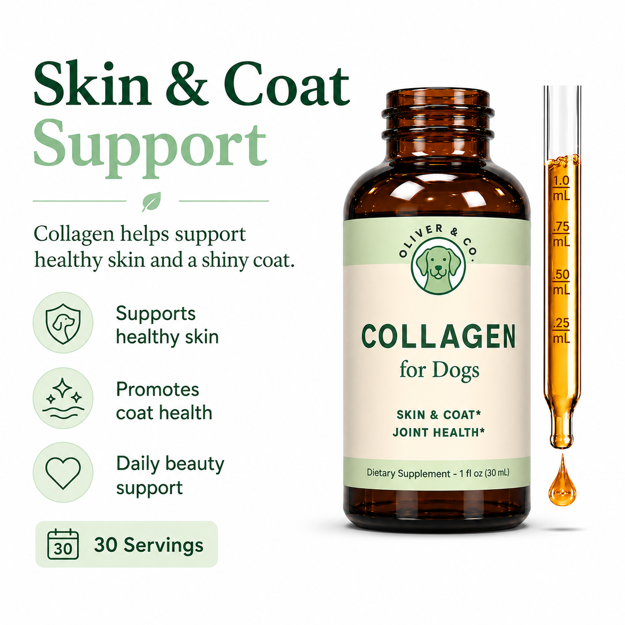 Collagen for Dogs – Dog Skin & Coat Support, Joint Health & Daily Wellness Supplement, 30 Servings