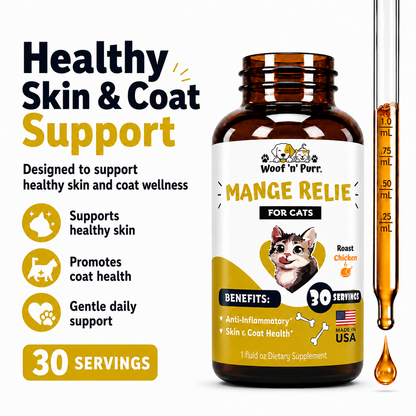 Mange Relief for Cats – Cat Skin & Coat Support, Anti-Inflammatory Formula, Itch & Irritation Relief, 30 Servings