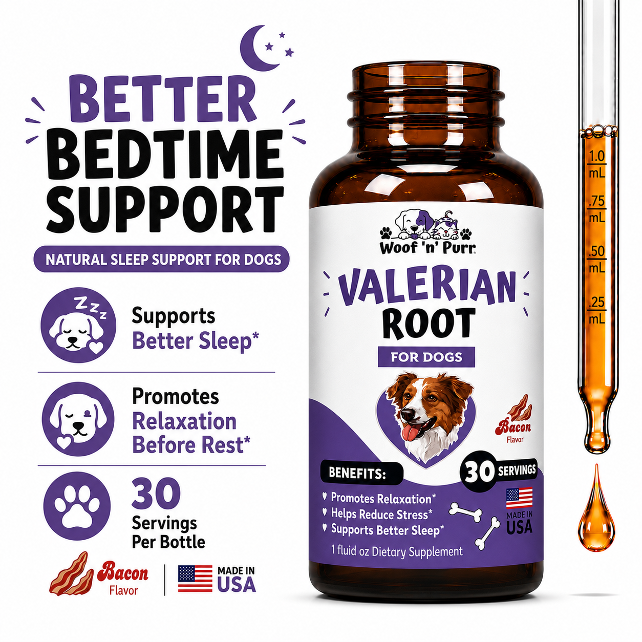 Valerian Root for Dogs – Dog Calming Supplement for Relaxation, Stress Support & Calm Behavior, 30 Servings