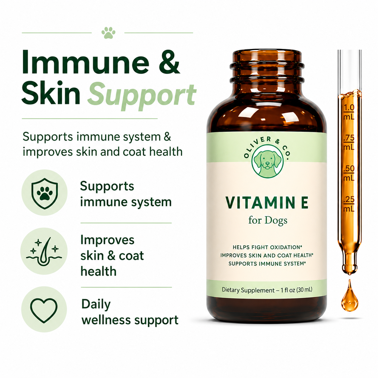 Vitamin E for Dogs – Dog Vitamin E Supplement for Immune Support, Skin & Coat Health, 30 Servings