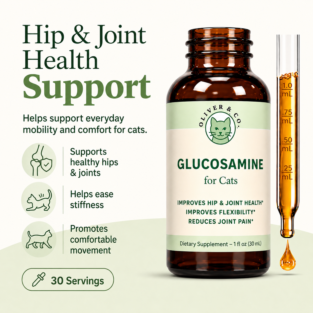 Glucosamine for Cats – Cat Joint Support for Hip & Joint Health, Flexibility & Joint Comfort, 30 Servings