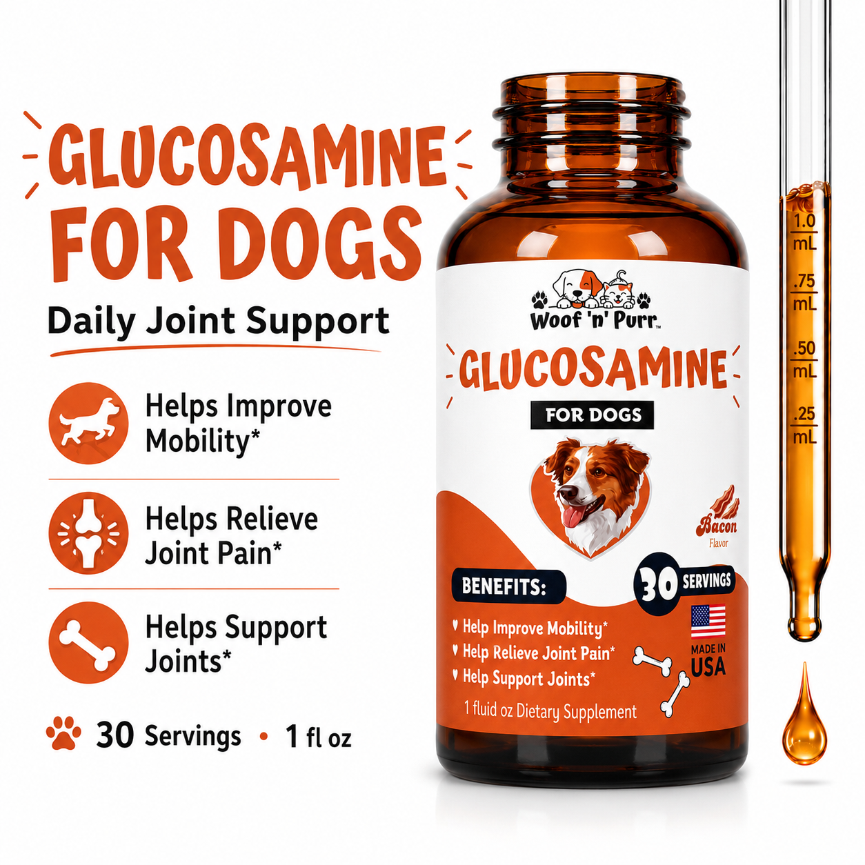 Glucosamine for Dogs – Dog Joint Support for Mobility, Joint Comfort & Healthy Joint Function, 30 Servings